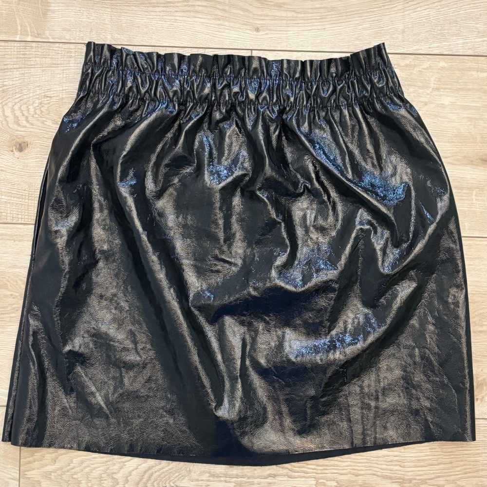 Black Faux Leather Metallic Mini Skirt Zara Festival Boho Concert Skirt